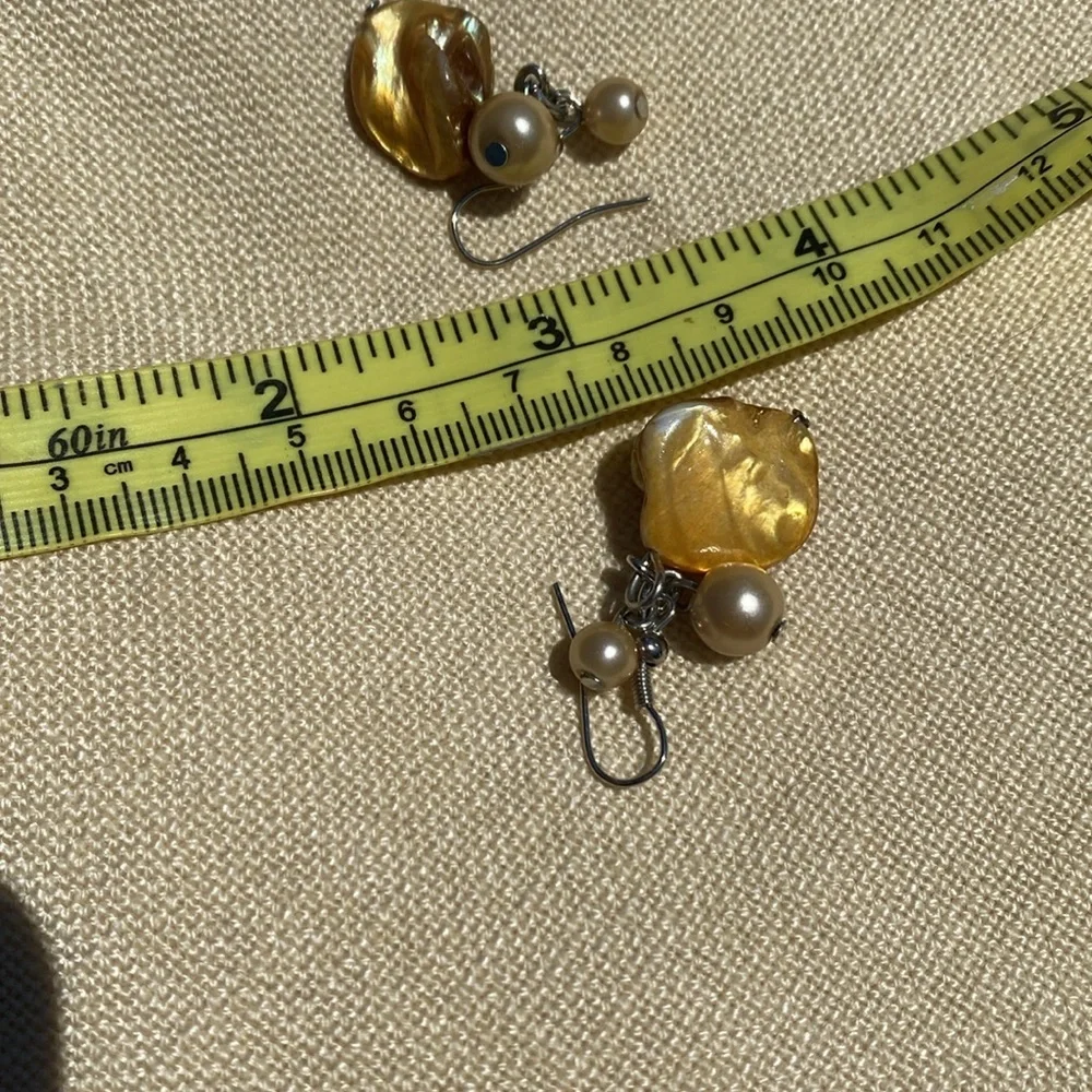 NEW. Fabulous pearl and stone pierced earrings. Handcrafted. One of a kind.